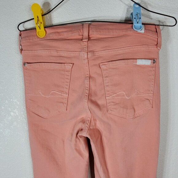 7 For All Mankind Ankle Guenivere Jeans Pink 28 Stretch Slim Fit Womens Pants - Picture 9 of 12